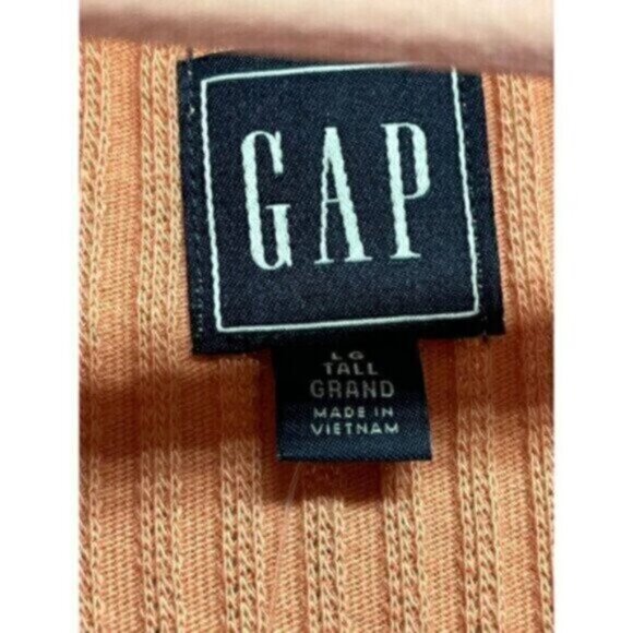 NEW GAP 90s Knit Button Up Scoop Neck Short Tee Burnt Orange Women's Large Tall - Picture 3 of 6
